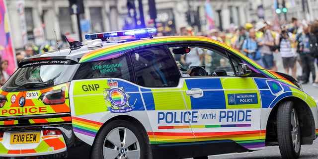 Apolice car during Pride in London 2019 on July 06, 2019 in London, England.
