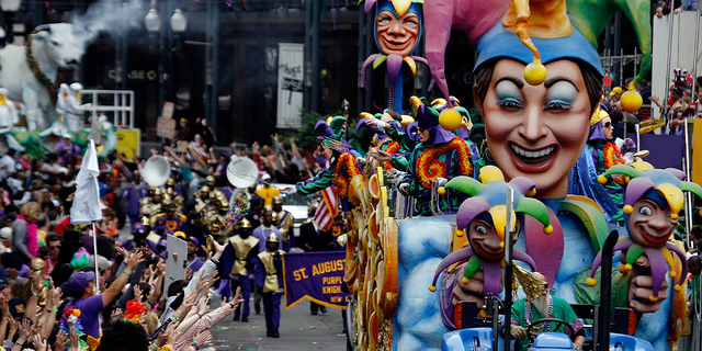  Floats in the Rex parade roll along St. Charles avenue on Mardi Gras Day, February 20, 2007 in New Orleans, Louisiana. This is the second Mardi Gras celebration since Hurricane Katrina devasted the Gulf Coast region. 