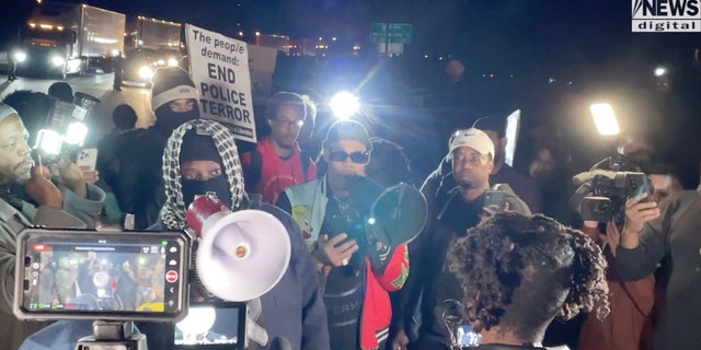 Tyre Nichols protesters block traffic on a Memphis freeway.