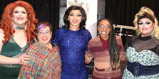 Columbia Mayor Barbara Buffaloe poses for a picture with drag performers at the Columbia Values Diversity celebration on Thursday, Jan. 19, 2023.