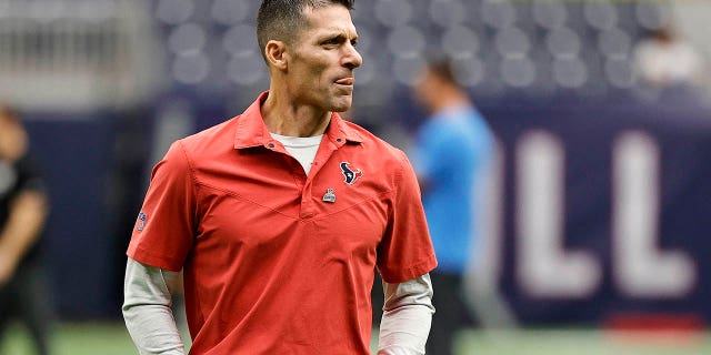 General manager Nick Caserio of the Houston Texans walks across the field before a game against the Los Angeles Chargers at NRG Stadium Oct. 2, 2022, in Houston.