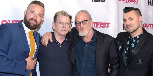 Tyler Jensen, Mark Patton, Robert Englund and Roman Chimienti attend a cast reunion of New Line Cinema's "Nightmare On Elm Street 2: Freddy's Revenge" at TCL Chinese 6 Theatres on July 20, 2019 in Hollywood, California. 