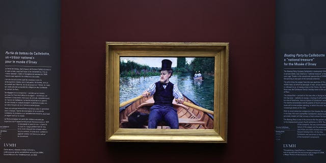 "A Boating Party" by oil painter Gustave Caillebotte is displayed at the Orsay Museum, France, on Jan. 30, 2023.
