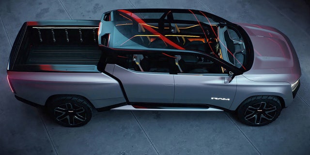 The Ram 1500 Revolution concept features an electro-chromatic glass roof.