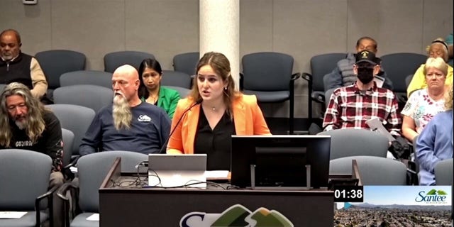 Rebecca Phillips, 17, testifies in front of Santee City Council