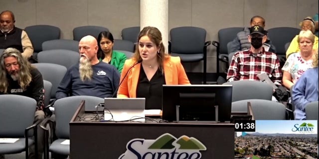 Rebecca Phillips, 17, testifies in front of Santee City Council