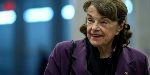 Sen. Dianne Feinstein, D-Calif., walks through the Senate subway on her way to a procedural vote on the Respect for Marriage Act at the U.S. Capitol in Washington, D.C., on Nov. 28, 2022.