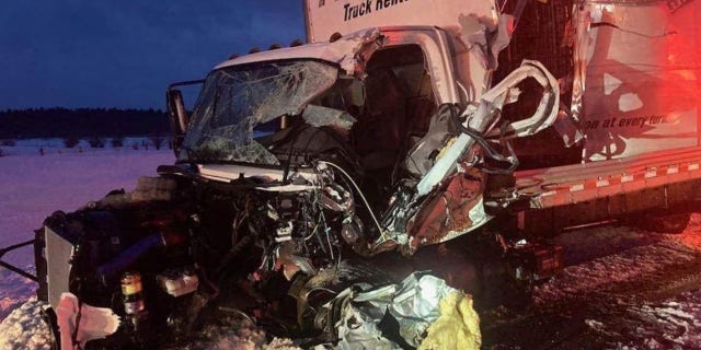 The freightliner box truck had one driver and no one else inside. 