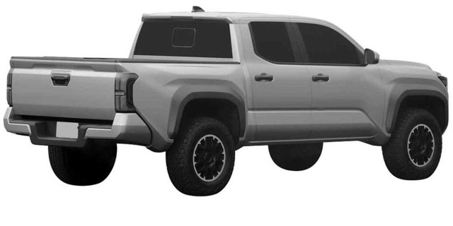 The truck in the patent drawings reflects Toyota's latest design language.