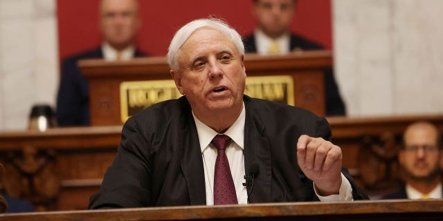 Gov. Jim Justice delivers an address at the state Capitol in Charleston, West Virginia, on Jan. 11, 2023.