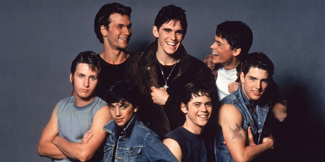 American actors Patrick Swayze, Matt Dillon, Rob Lowe, Emilio Estevez, Ralph Macchio, Thomas C. Howell and Tom Cruise on the set of "The Outsiders," directed by Francis Ford Coppola. 