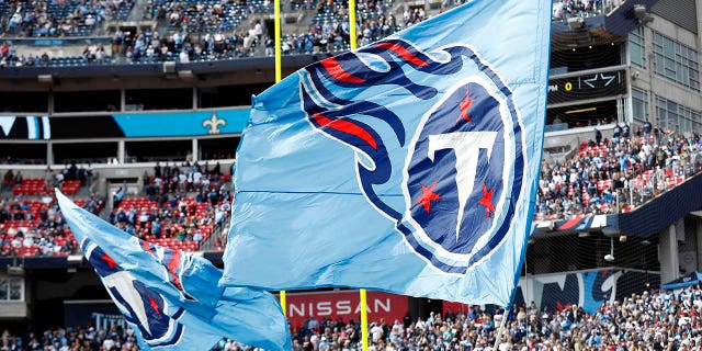 A general view of the Tennessee Titans flag during the game between the New Orleans Saints and the Tennessee Titans at Nissan Stadium on November 14, 2021 in Nashville, Tennessee. 