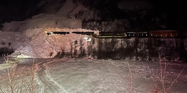 An Alaska Railroad train derailed after colliding with avalanche debris that covered the tracks south of Girdwood early Tuesday.