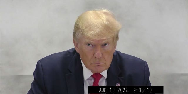 Former President Trump Aug. 10, 2022 during a deposition before New York Attorney General Letitia James.