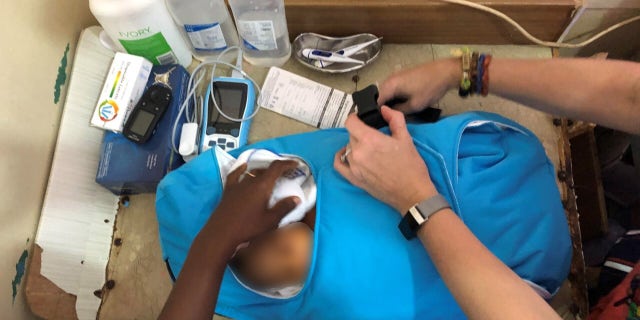 Seen in this undated photo is an image of a newborn baby, which was taken at Sunyani Municipal Hospital in Ghana, where the child was being treated. The infant is wearing a Warmilu blanket.