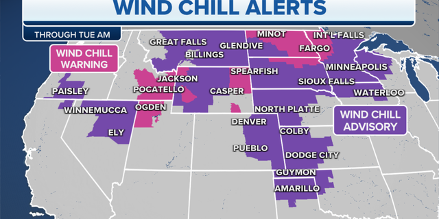 Where wind chill warnings and advisories are currently in effect.