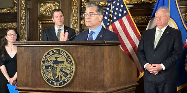 Health and Human Services Secretary Xavier Becerra visited Minnesota and spoke alongside state officials in defense of the Biden administration's pro-abortion agenda.