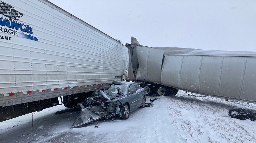 I 70 closed in Colorado after 9 semis 12 cars pileup in winter