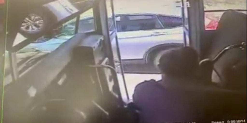 Hero School Bus Driver Saves Student from Oncoming Car Hero School Bus Driver Saves Student from Oncoming Car