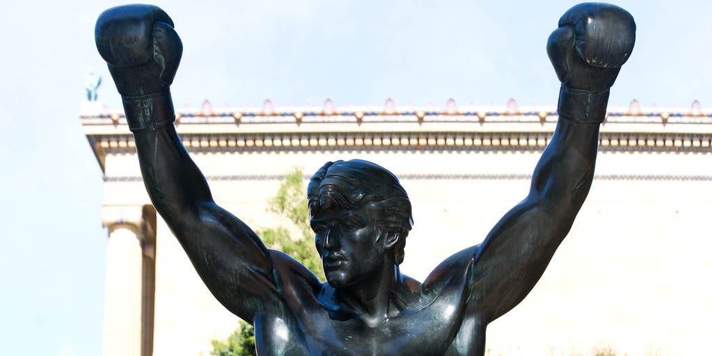 eagles jersey on rocky statue