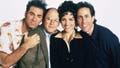SEINFELD -- Season 9 -- Pictured: (l-r) Michael Richards as Cosmo Kramer, Jason Alexander as George Costanza, Julia Louis-Dreyfus as Elaine Benes, Jerry Seinfeld as Jerry Seinfeld
