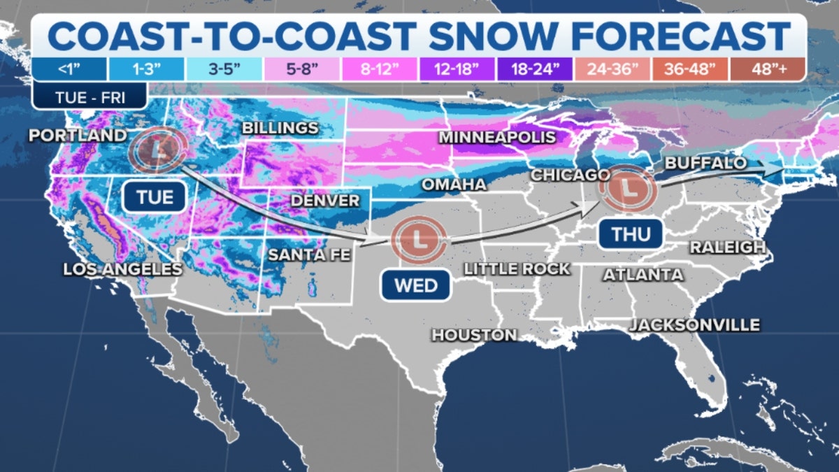 Coast-to-coast snow forecast