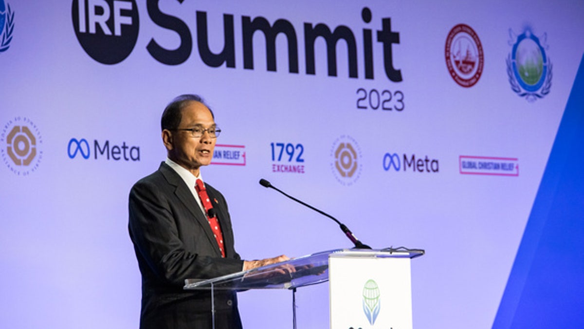 You Si-kun, the speaker of Taiwan's Parliament, addresses the International Religious Freedom Summit in Washington, D.C.