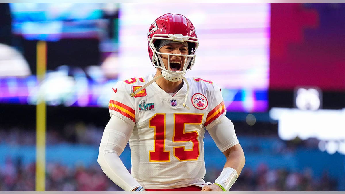 Patrick Mahomes yelling at Super Bowl