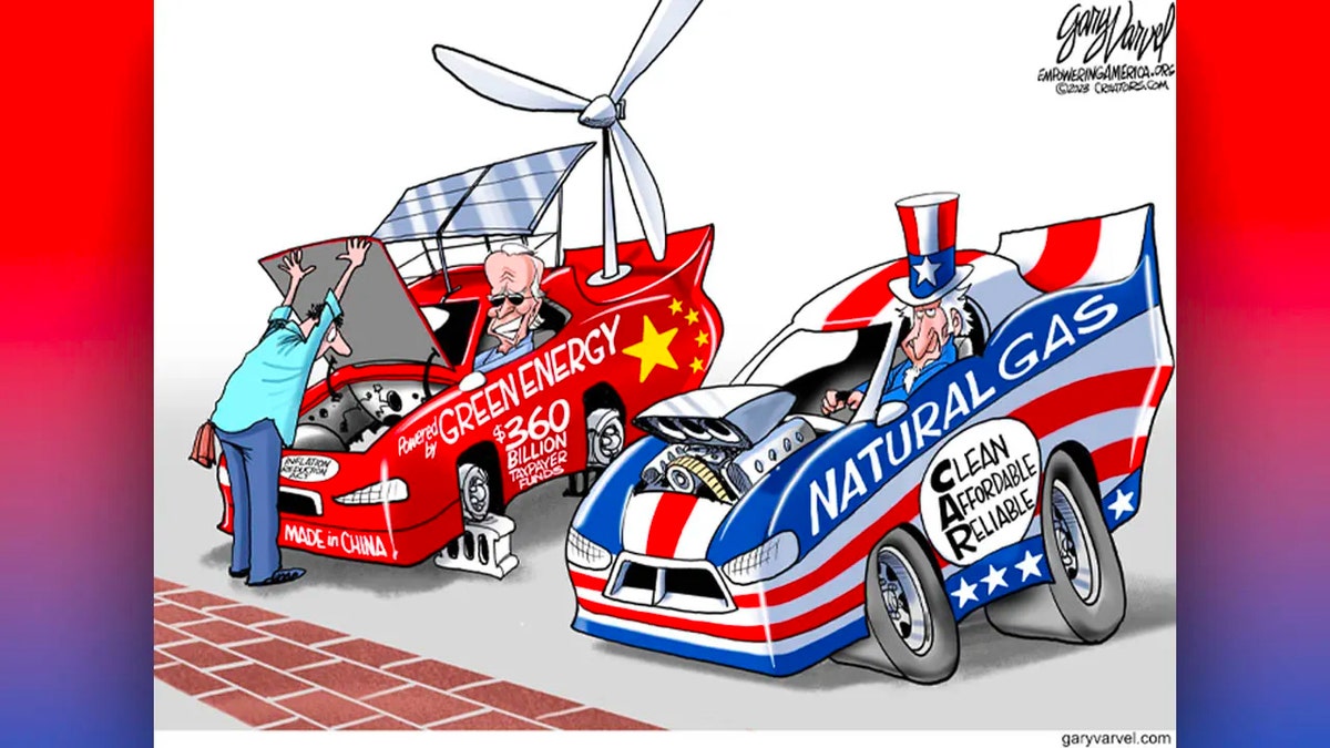 Political cartoon about clean energy