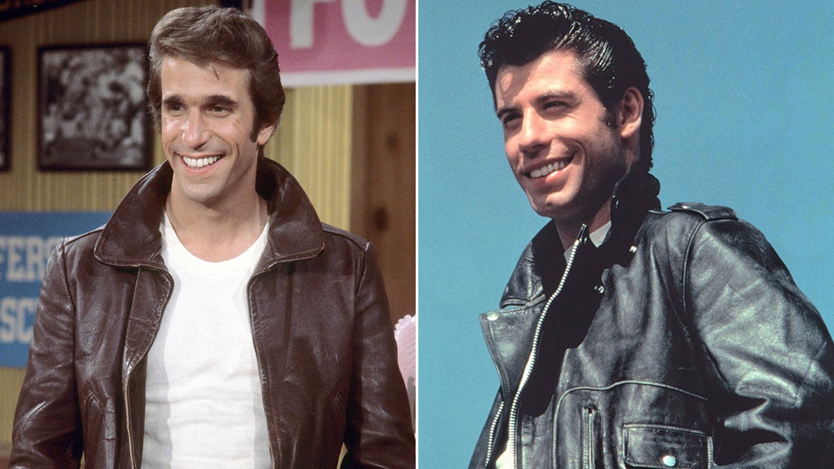 Henry WInkler as Fonzy and John Travolta as Danny Zuko split