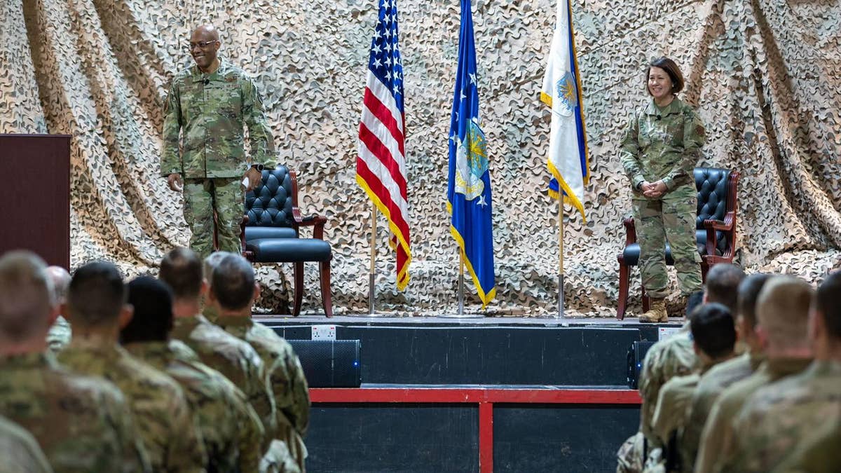 Chief Master Sgt. Bass, right, with Air Force Chief of Staff Charles Q. Brown