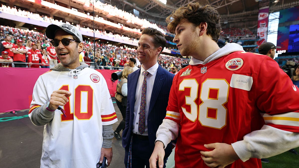 Paul Rudd looks on before the Super Bowl LVII