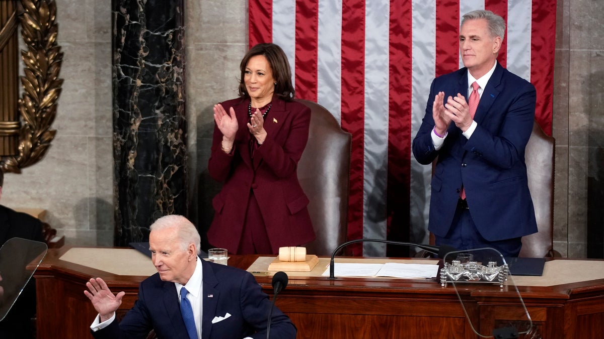 President Biden waves as he delivers the State of the Union address to a joint session of Congress at the U.S. Capitol, Tuesday, Feb. 7, 2023.