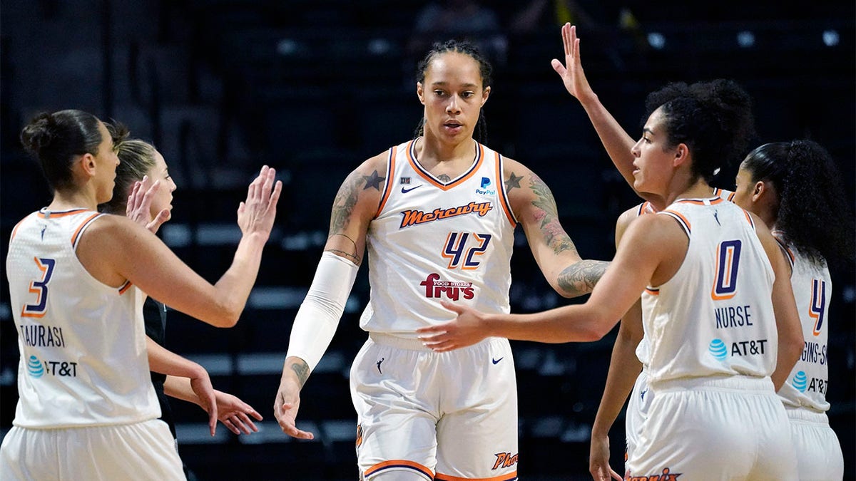 Brittney Griner plays with the Mercury in 2021