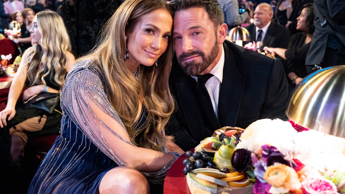 Ben Affleck and Jennifer Lopez smile Grammys