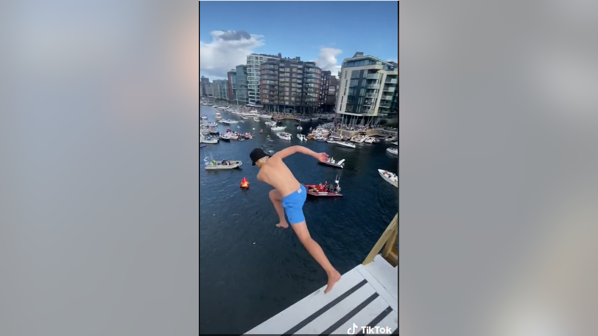 Young man takes "death dive"