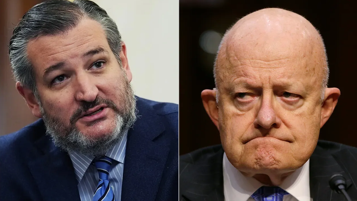 Ted Cruz on left, James Clapper on right
