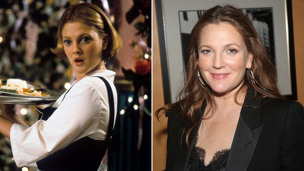 Drew Barrymore then and now split