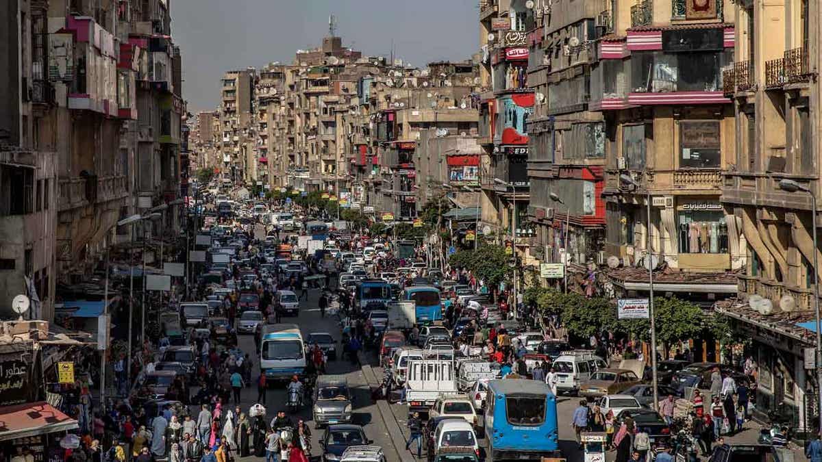 Crowded street in Egypt