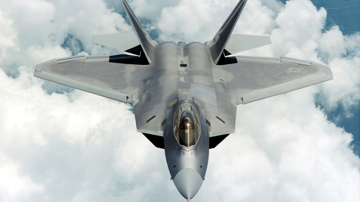 F-22 seen from above in flight