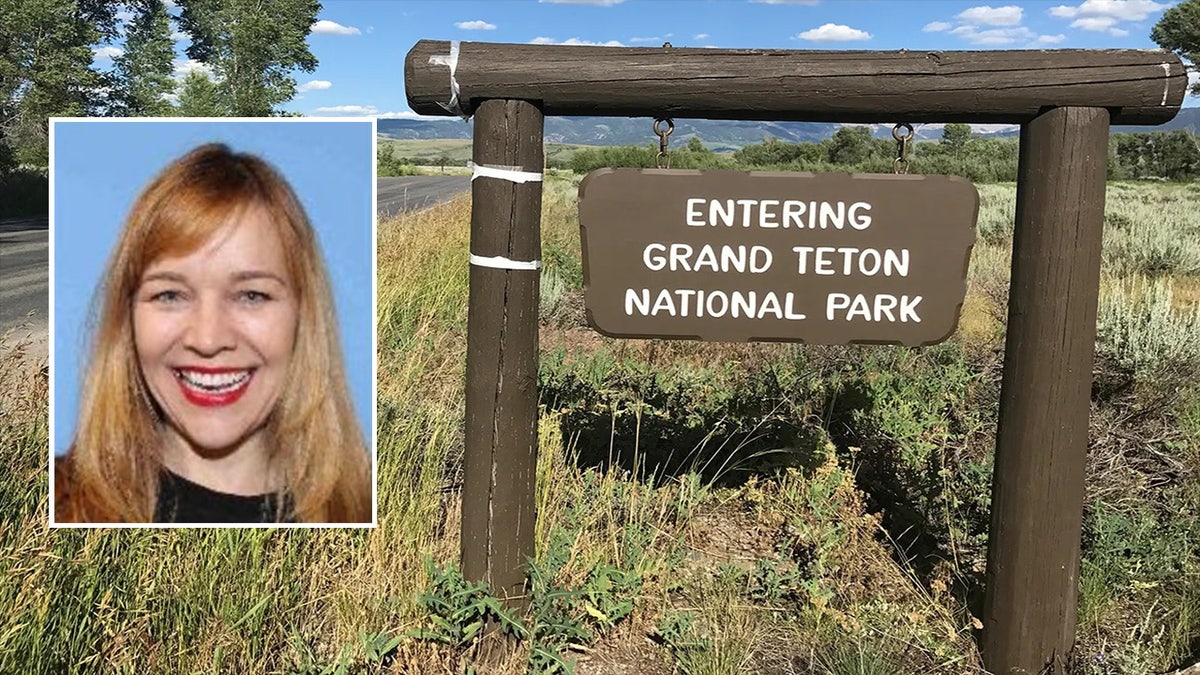 faleena hopkins smiling inset photo and outset of grand teton national park