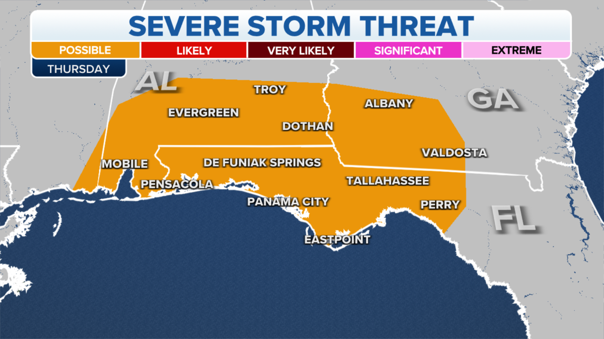 The threat of severe storms in the Gulf