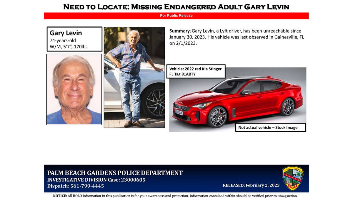 Gary Levin missing person flyer