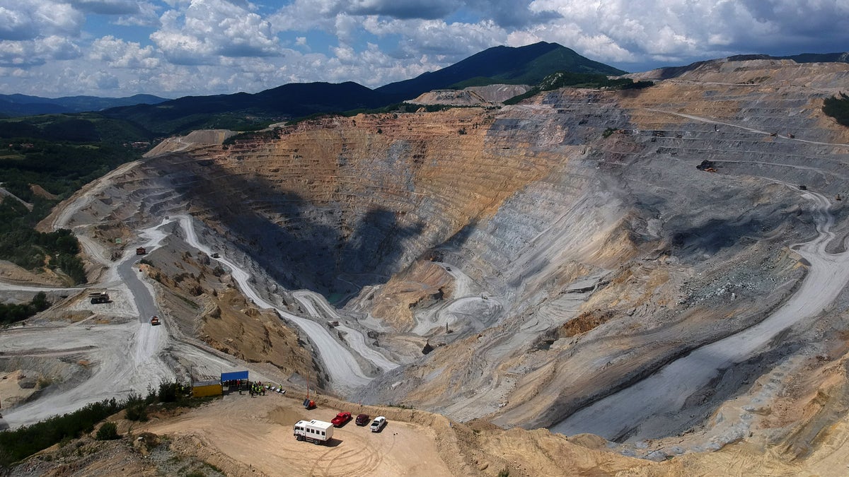 The excavated terrain of the Veliki Krivelj open pit copper mine, operated by Zijin Mining Group Co., in the Bor Region, Serbia, on Friday, June 11, 2021. Chinas Zijin Mining Group is stepping up investments in Serbia, including through acquisition of mineral resources. Photographer: Oliver Bunic/Bloomberg via Getty Images