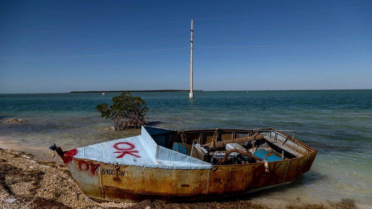 A boat used by Cuban migrants to reach the United States