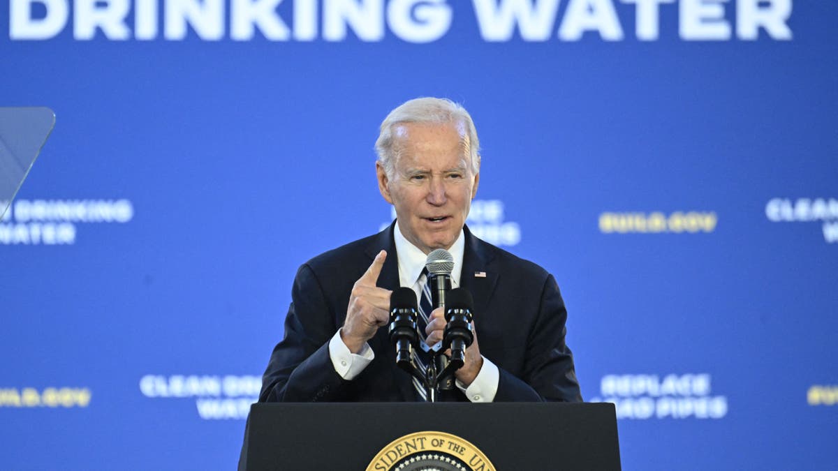 US President Joe Biden speaks about the progress of the administration's economic agenda at Belmont Water Treatment Center in Philadelphia, Pennsylvania, on February 3, 2023. (Photo by ANDREW CABALLERO-REYNOLDS / AFP) (Photo by ANDREW CABALLERO-REYNOLDS/AFP via Getty Images)