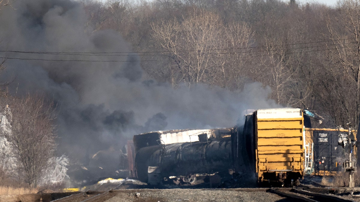 The train with black smoke