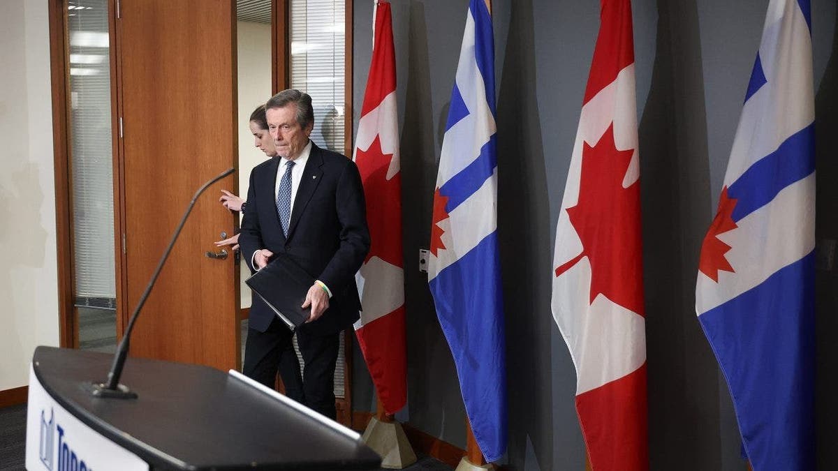 Toronto Mayor John Tory arrives at a press conference where he steps down as Mayor after revealing that he had an affair with an employee who was part of his staff at City Hall in Toronto, Feb. 10, 2023. 