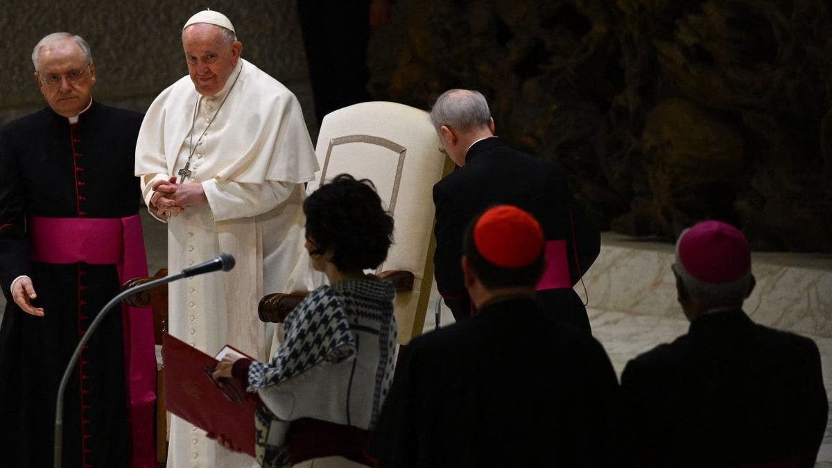 Pope Francis speaks at a general audience