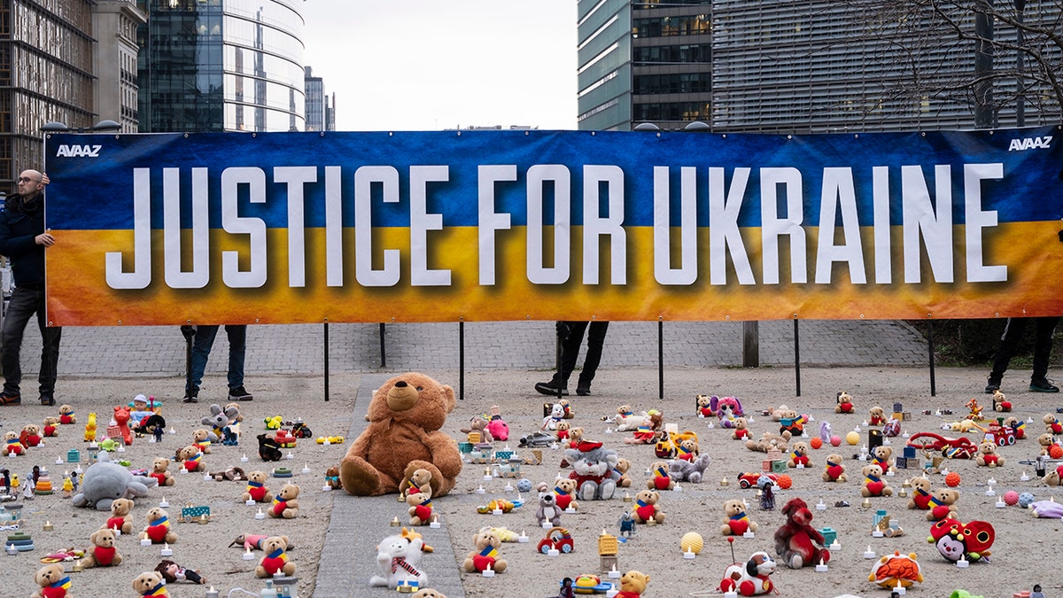 A protest supporting Ukraine
